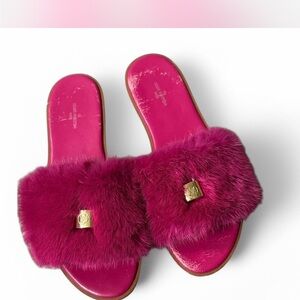 Louis Vuitton Magenta Fur Sandals